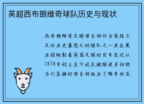 英超西布朗维奇球队历史与现状