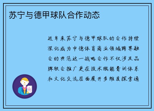 苏宁与德甲球队合作动态