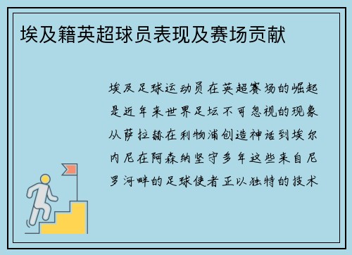 埃及籍英超球员表现及赛场贡献