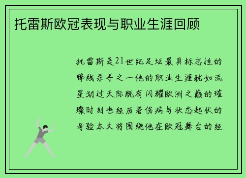 托雷斯欧冠表现与职业生涯回顾